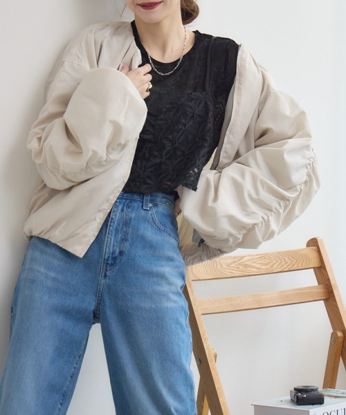 RU.TI.LE（ルチル）の「【RU.TI.LE】ギャザースリーブブルゾン（ブルゾン・レディース・ブラック/アイボリー/カーキ・MEDIUM）」の20枚目の写真