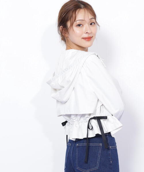 JILL by JILL STUART（ジルバイジルスチュアート）の「◇配色リボンペプラムジャケット（ブルゾン・レディース・ホワイト/ベージュ/ブラック・FREE）」の21枚目の写真