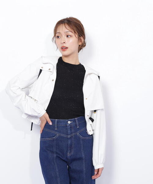 JILL by JILL STUART（ジルバイジルスチュアート）の「◇配色リボンペプラムジャケット（ブルゾン・レディース・ホワイト/ベージュ/ブラック・FREE）」の20枚目の写真