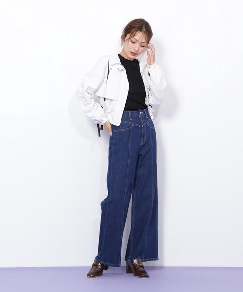 JILL by JILL STUART（ジルバイジルスチュアート）の「◇配色リボンペプラムジャケット（ブルゾン・レディース・ホワイト/ベージュ/ブラック・FREE）」の17枚目の写真