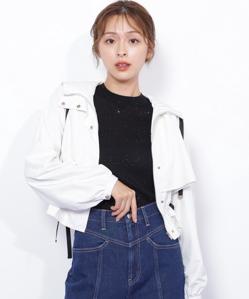 JILL by JILL STUART（ジルバイジルスチュアート）の「◇配色リボンペプラムジャケット（ブルゾン・レディース・ホワイト/ベージュ/ブラック・FREE）」の2枚目の写真