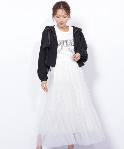 JILL by JILL STUART（ジルバイジルスチュアート）の「◇配色リボンペプラムジャケット（ブルゾン・レディース・ホワイト/ベージュ/ブラック・FREE）」の10枚目の写真