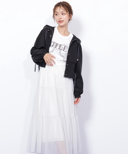 JILL by JILL STUART（ジルバイジルスチュアート）の「◇配色リボンペプラムジャケット（ブルゾン・レディース・ホワイト/ベージュ/ブラック・FREE）」の9枚目の写真