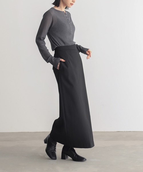 for/c（フォーシー）の「きれいめはっ水ラップナロースカート【サスティナブル】（スカート・レディース・ブラック/チャコールグレー/グレー・L/M）」の9枚目の写真