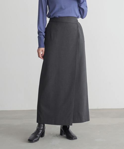 for/c（フォーシー）の「きれいめはっ水ラップナロースカート【サスティナブル】（スカート・レディース・ブラック/チャコールグレー/グレー・L/M）」の11枚目の写真