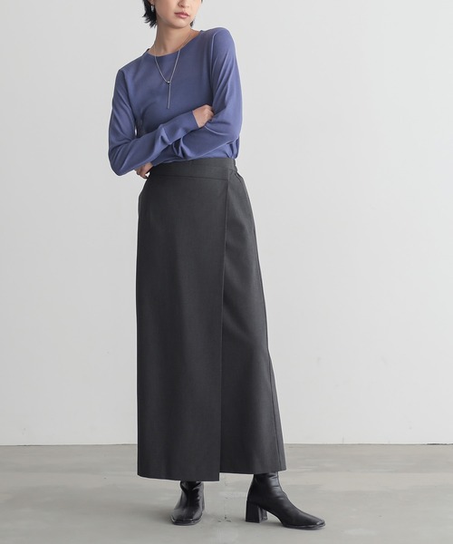 for/c（フォーシー）の「きれいめはっ水ラップナロースカート【サスティナブル】（スカート・レディース・ブラック/チャコールグレー/グレー・L/M）」の14枚目の写真