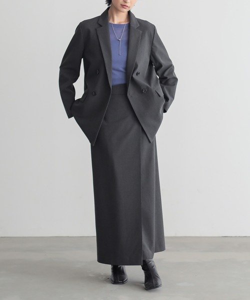 for/c（フォーシー）の「きれいめはっ水ラップナロースカート【サスティナブル】（スカート・レディース・ブラック/チャコールグレー/グレー・L/M）」の17枚目の写真