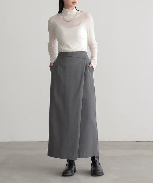 for/c（フォーシー）の「きれいめはっ水ラップナロースカート【サスティナブル】（スカート・レディース・ブラック/チャコールグレー/グレー・L/M）」の22枚目の写真