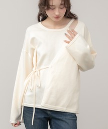 HEILIS（ヘイリス）の「【新色追加】【original】レイヤード風ニットトップス / アイボリー ホワイト グレー 杢グレー ブラック ブラウン 肌見せ ヘルシー ニット トップス 長袖 レイヤード風 変形 ノームコア 韓国 シンプル 無地 天竺 カジュアル 春服 秋服 冬服（ニット/セーター）」