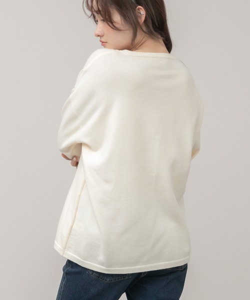 今期　芽風ニットトップス 新色追加】【original】レイヤード風ニットトップス / アイボリー