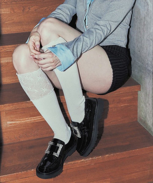 Bridget Birkin（ブリジットバーキン）の「【Bridget Birkin】撥水スクエアビジューローファー(551651)（ローファー・レディース・ブラック系その他/ブラック・23/23.5/24/24.5/22.5）」の3枚目の写真