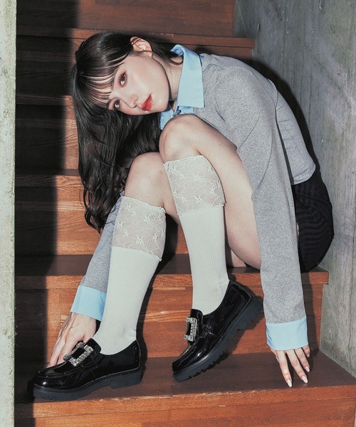 Bridget Birkin（ブリジットバーキン）の「【Bridget Birkin】撥水スクエアビジューローファー(551651)（ローファー・レディース・ブラック系その他/ブラック・23/23.5/24/24.5/22.5）」の4枚目の写真