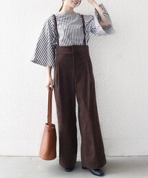 SHIPS any | SHIPS any:〈手洗い可能〉コーデュロイ サスペンダー付 ハイウエスト ワイド パンツ(その他パンツ)