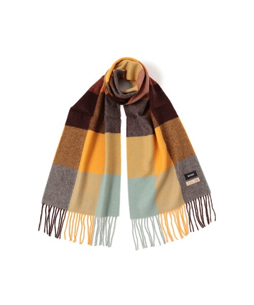 BEAMS(ビームス)の「ブロックチェック アルパカ マフラー(マフラー・メンズ・ブルー/ミント/オレンジ・ONE SIZE)」の3枚目の写真