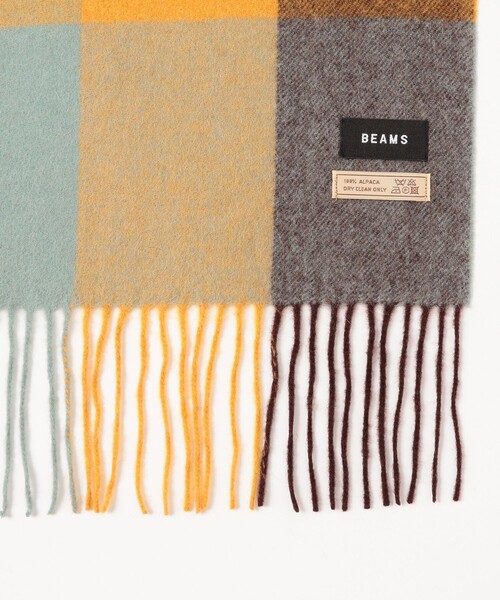 BEAMS(ビームス)の「ブロックチェック アルパカ マフラー(マフラー・メンズ・ブルー/ミント/オレンジ・ONE SIZE)」の5枚目の写真