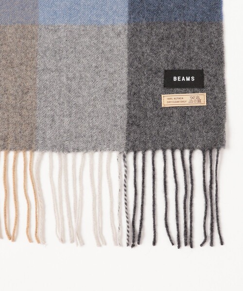 BEAMS(ビームス)の「ブロックチェック アルパカ マフラー(マフラー・メンズ・ブルー/ミント/オレンジ・ONE SIZE)」の9枚目の写真