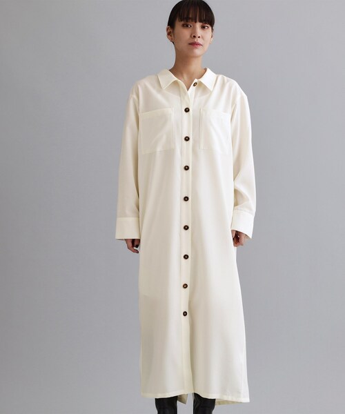 オペークドットクリップ（OPAQUE．CLIP）/【es】ダブルポケットロングシャツワンピース【洗濯機OK】 セール】【es】ダブルポケットロングシャツワンピース【洗濯機OK