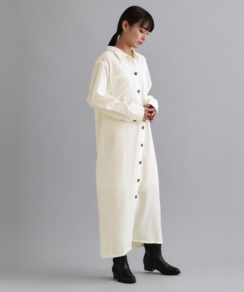 セール】【es】ダブルポケットロングシャツワンピース【洗濯機OK