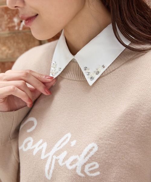 Honeys（ハニーズ）の「付け衿／パールビジュー（付け襟・レディース・ホワイト/ブラック・F）」の2枚目の写真