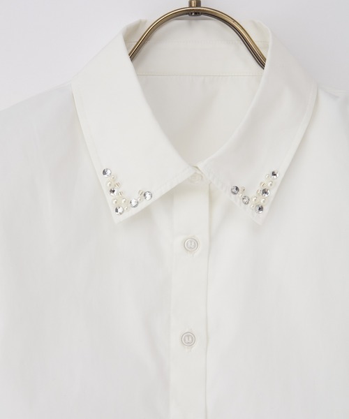Honeys（ハニーズ）の「付け衿／パールビジュー（付け襟・レディース・ホワイト/ブラック・F）」の4枚目の写真