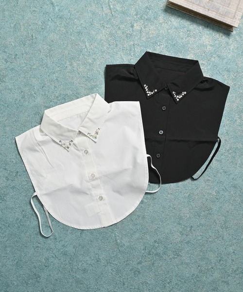 Honeys（ハニーズ）の「付け衿／パールビジュー（付け襟・レディース・ホワイト/ブラック・F）」の7枚目の写真