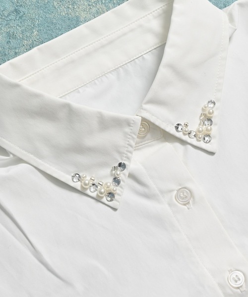 Honeys（ハニーズ）の「付け衿／パールビジュー（付け襟・レディース・ホワイト/ブラック・F）」の8枚目の写真