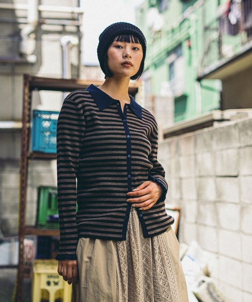 セール】【MODE NORM CORE】12Gフリルカフスリブカーディガン