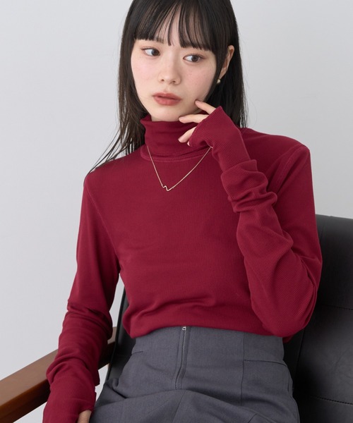 earth music&ecology（アースミュージックアンドエコロジー）の「リブタートルネックプルオーバー（ニット/セーター・レディース・その他7/アイボリー/ブラック/グレー/レッド・S/M）」の4枚目の写真