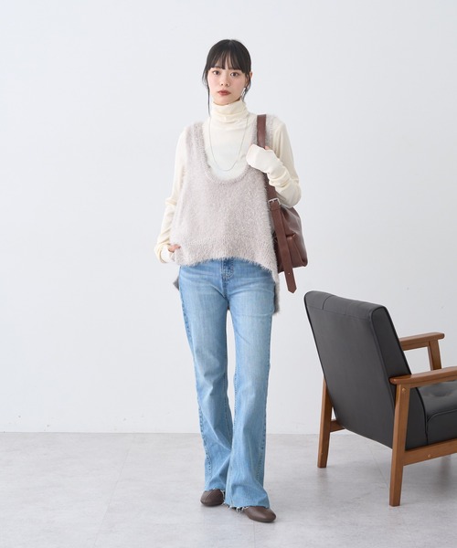 earth music&ecology（アースミュージックアンドエコロジー）の「リブタートルネックプルオーバー（ニット/セーター・レディース・その他7/アイボリー/ブラック/グレー/レッド・S/M）」の10枚目の写真