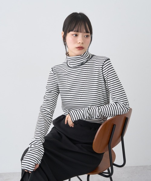 earth music&ecology（アースミュージックアンドエコロジー）の「リブタートルネックプルオーバー（ニット/セーター・レディース・その他7/アイボリー/ブラック/グレー/レッド・S/M）」の19枚目の写真