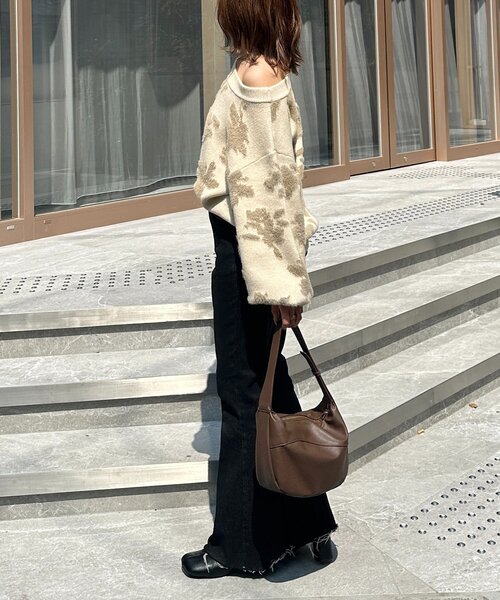 Thevon（ゼボン）の「ジャガードシャギーニット（ニット/セーター・レディース・ブラウン/アイボリー/グレー・FREE）」の9枚目の写真