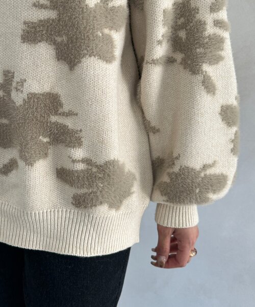 Thevon（ゼボン）の「ジャガードシャギーニット（ニット/セーター・レディース・ブラウン/アイボリー/グレー・FREE）」の13枚目の写真