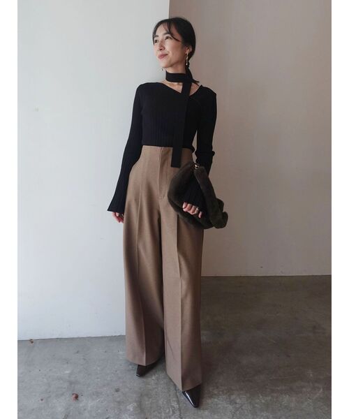 LAGUNAMOON（ラグナムーン）の「ウォッシャブルタックワイドパンツ（その他パンツ・レディース・ブラウン/アイボリー/ブラック・SMALL/MEDIUM）」の7枚目の写真