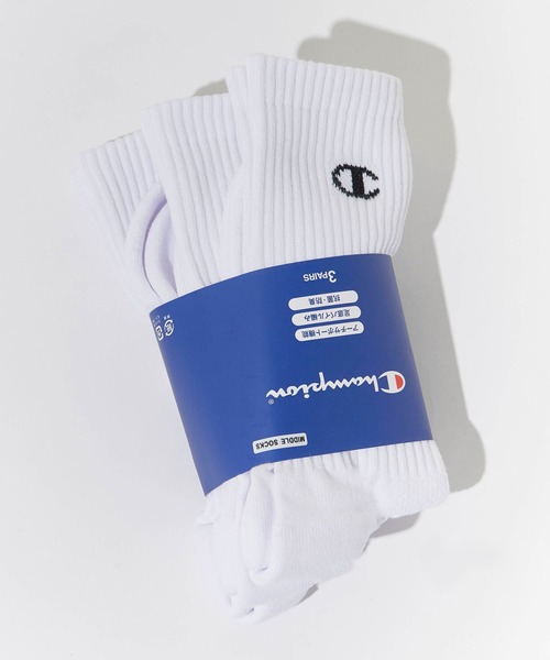 Champion(チャンピオン)の「Champion/チャンピオン 3P MIDDLE SOCKS 3点セット ソックス(ソックス/靴下・メンズ・ホワイト/ブラック・25/23)」の12枚目の写真