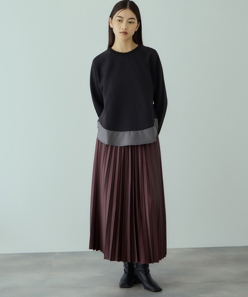 VICKY(ビッキー)の「レザーライクジョーゼットプリーツスカート≪手洗い可能≫(スカート・レディース・ブラック/ボルドー・M)」の9枚目の写真
