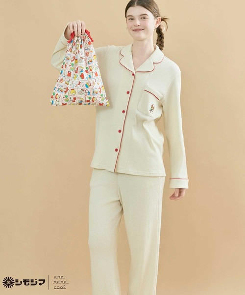 MADE WITH シモジマ 【綿100%】開襟ワッフルパジャマ（ルームウェア