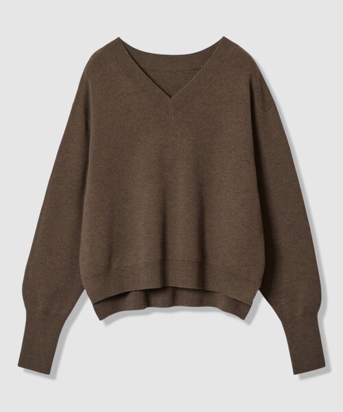 allureville（アルアバイル）の「ウールスムース2WAYネックプルオーバー（ニット/セーター・レディース・ミント/ダークブラウン/オフホワイト/ライトイエロー/グレー系その他/ネイビー・2）」の4枚目の写真