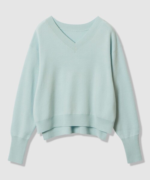 allureville（アルアバイル）の「ウールスムース2WAYネックプルオーバー（ニット/セーター・レディース・ミント/ダークブラウン/オフホワイト/ライトイエロー/グレー系その他/ネイビー・2）」の5枚目の写真