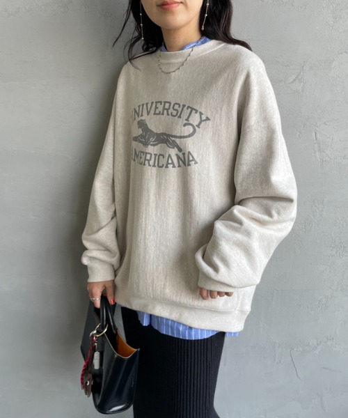 アメリカーナ スウェット Americana/アメリカーナ] カレッジプリント クルーネック