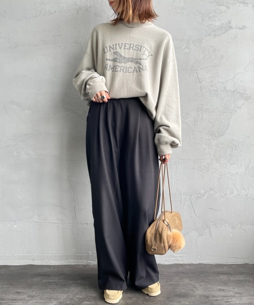 AMERICANA（アメリカーナ）の「[Americana/アメリカーナ] カレッジプリント クルーネックスウェット（スウェット・レディース・グレイッシュベージュ/ダークブラウン/オートミール・M）」の9枚目の写真