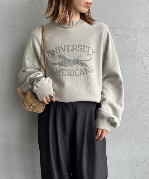 AMERICANA（アメリカーナ）の「[Americana/アメリカーナ] カレッジプリント クルーネックスウェット（スウェット・レディース・グレイッシュベージュ/ダークブラウン/オートミール・M）」の17枚目の写真
