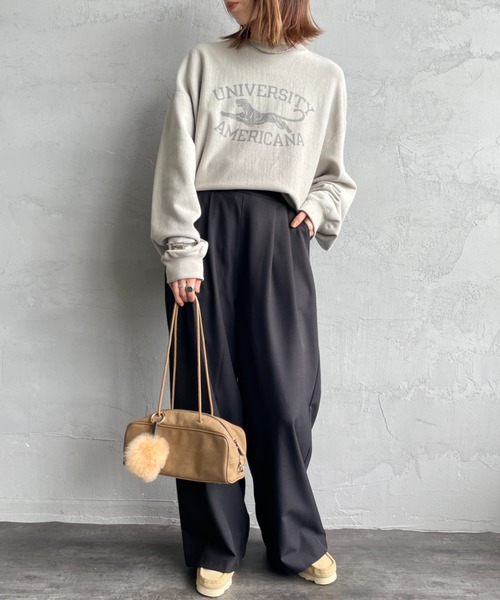 AMERICANA（アメリカーナ）の「[Americana/アメリカーナ] カレッジプリント クルーネックスウェット（スウェット・レディース・グレイッシュベージュ/ダークブラウン/オートミール・M）」の16枚目の写真