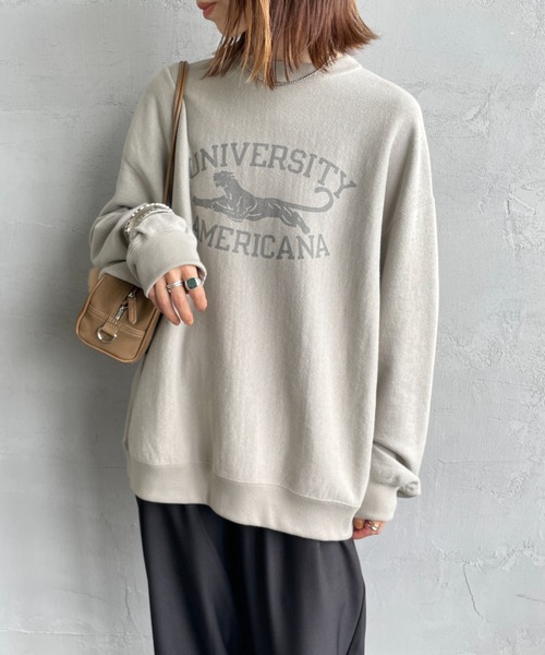 AMERICANA（アメリカーナ）の「[Americana/アメリカーナ] カレッジプリント クルーネックスウェット（スウェット・レディース・グレイッシュベージュ/ダークブラウン/オートミール・M）」の15枚目の写真