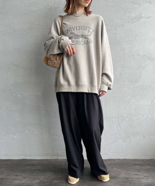 Americana/アメリカーナ] カレッジプリント クルーネックスウェット