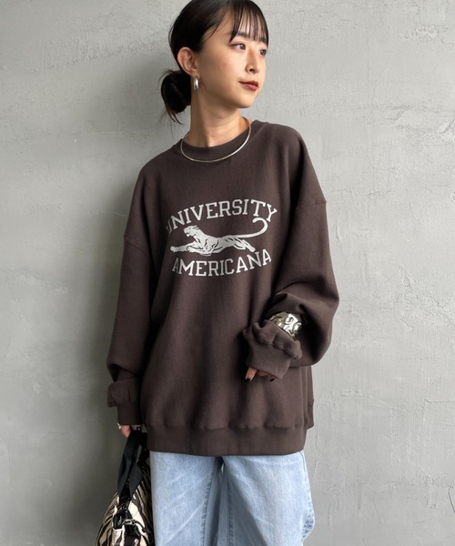 Americanaアメリカーナスウェット Americana/アメリカーナ] カレッジプリント クルーネックスウェット