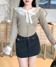 シフォンブラウスレイヤード風ニット