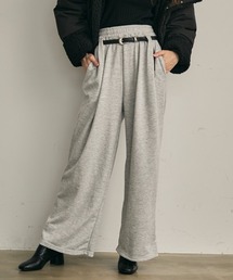 ベルトループデザインワイドスウェットパンツ