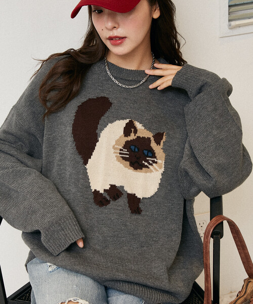 セール】PUBLUX/パブリュクス Various キャット デザイン ニット 限定