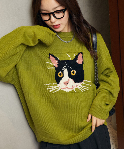 セール】PUBLUX/パブリュクス Various キャット デザイン ニット 限定