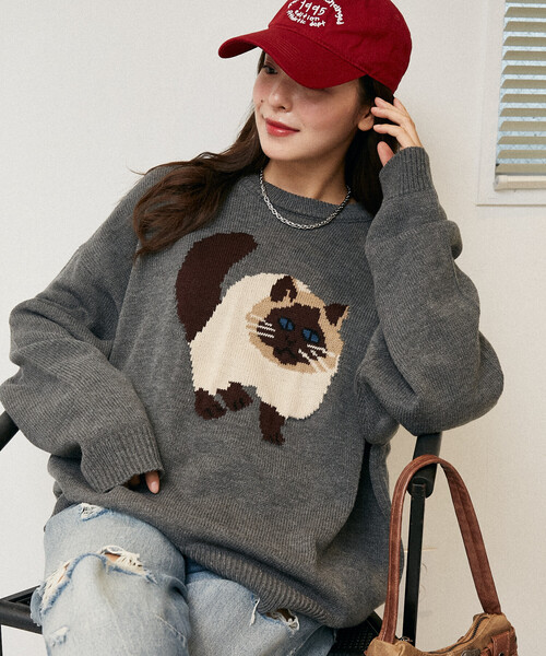 セール】PUBLUX/パブリュクス Various キャット デザイン ニット 限定